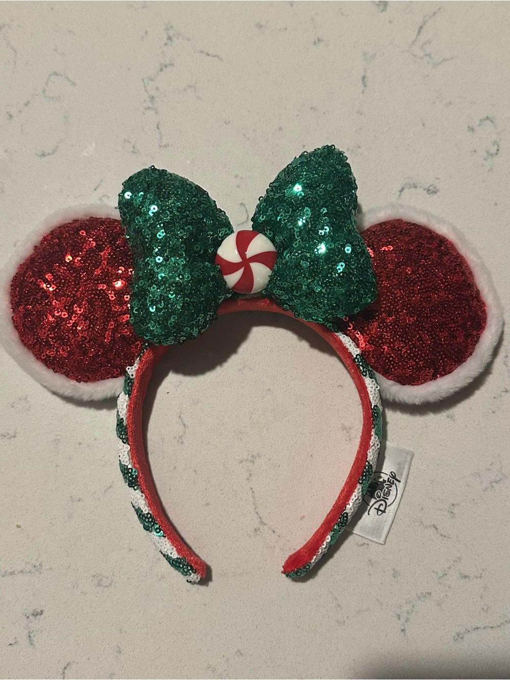 Disney Parks Christmas Holiday CANDY CANE CUTIE PEPPERMINT Minnie Ears Headband